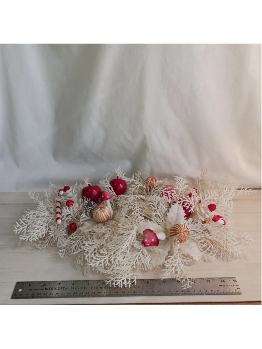 VTG Amanita Mushroom White Red Plastic Christmas Table Candle Wreath